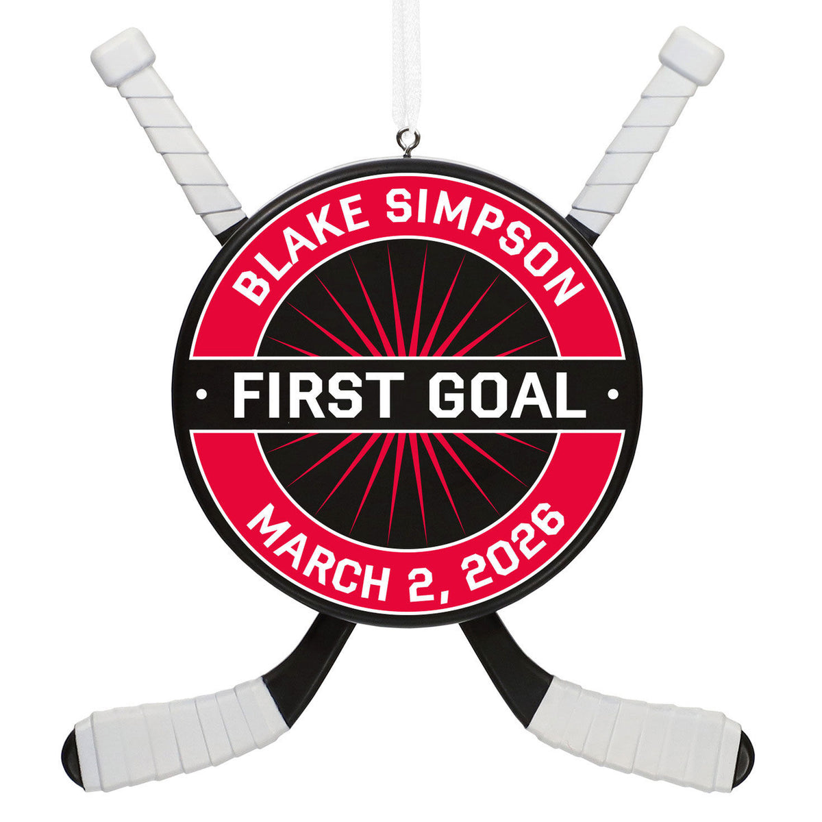 Hockey Star Personalized Ornament, Custom Text