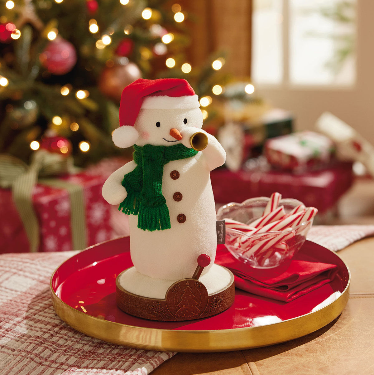 Musical Tree-Lighting Snowman Plush, 10.5"