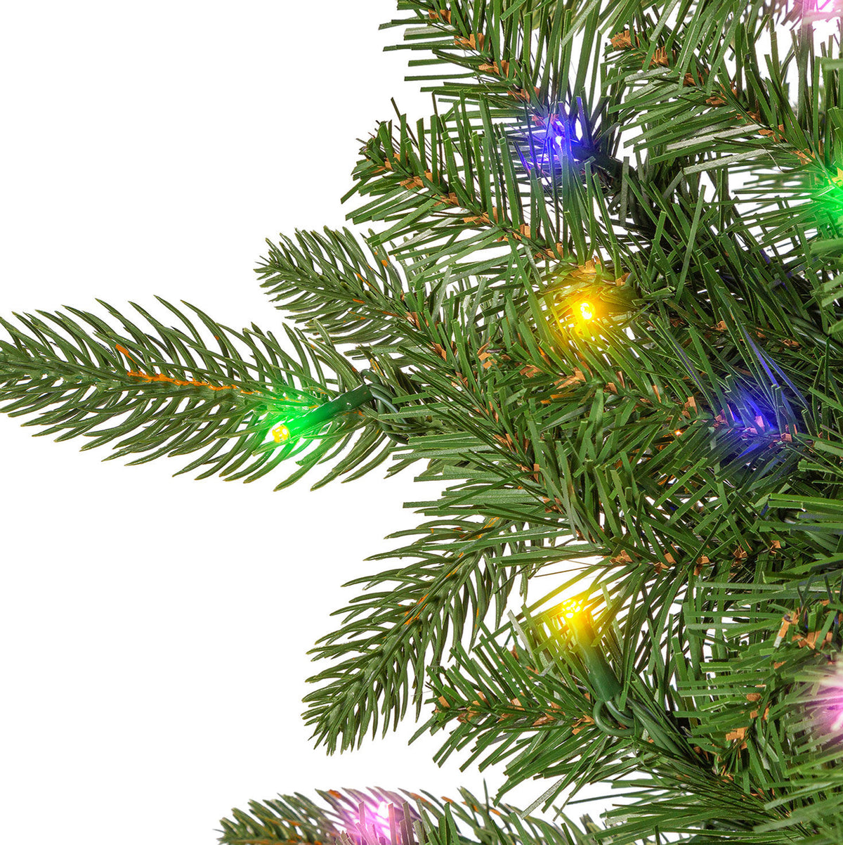 6.5 ft Pre-Lit Natural Cut Narrow Saginaw Spruce Christmas Tree with 300 Color-Changing LED Lights