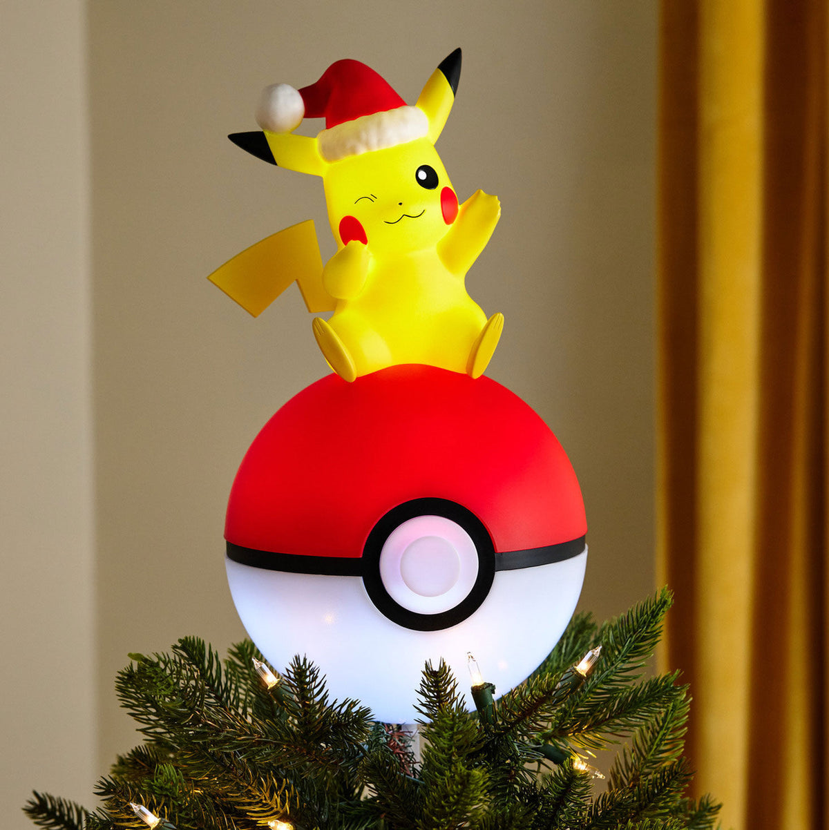 Pokémon Holiday Pikachu Tree Topper With Light, 13.5"