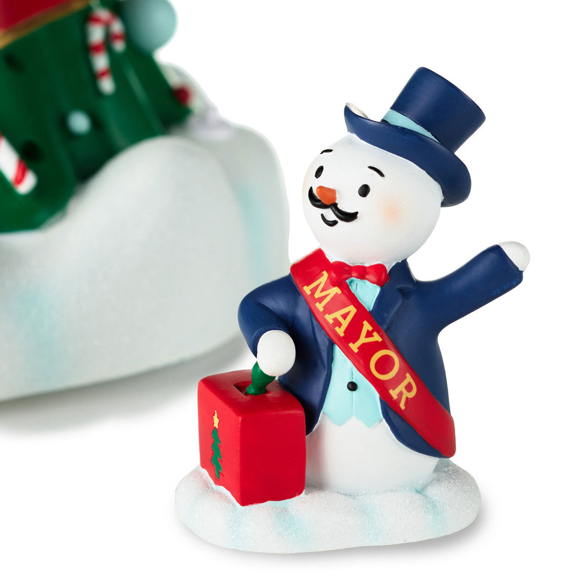 Magic Snowman Village Musical Christmas Tree and Mayor Tabletop Decorations With Light, Set of 2