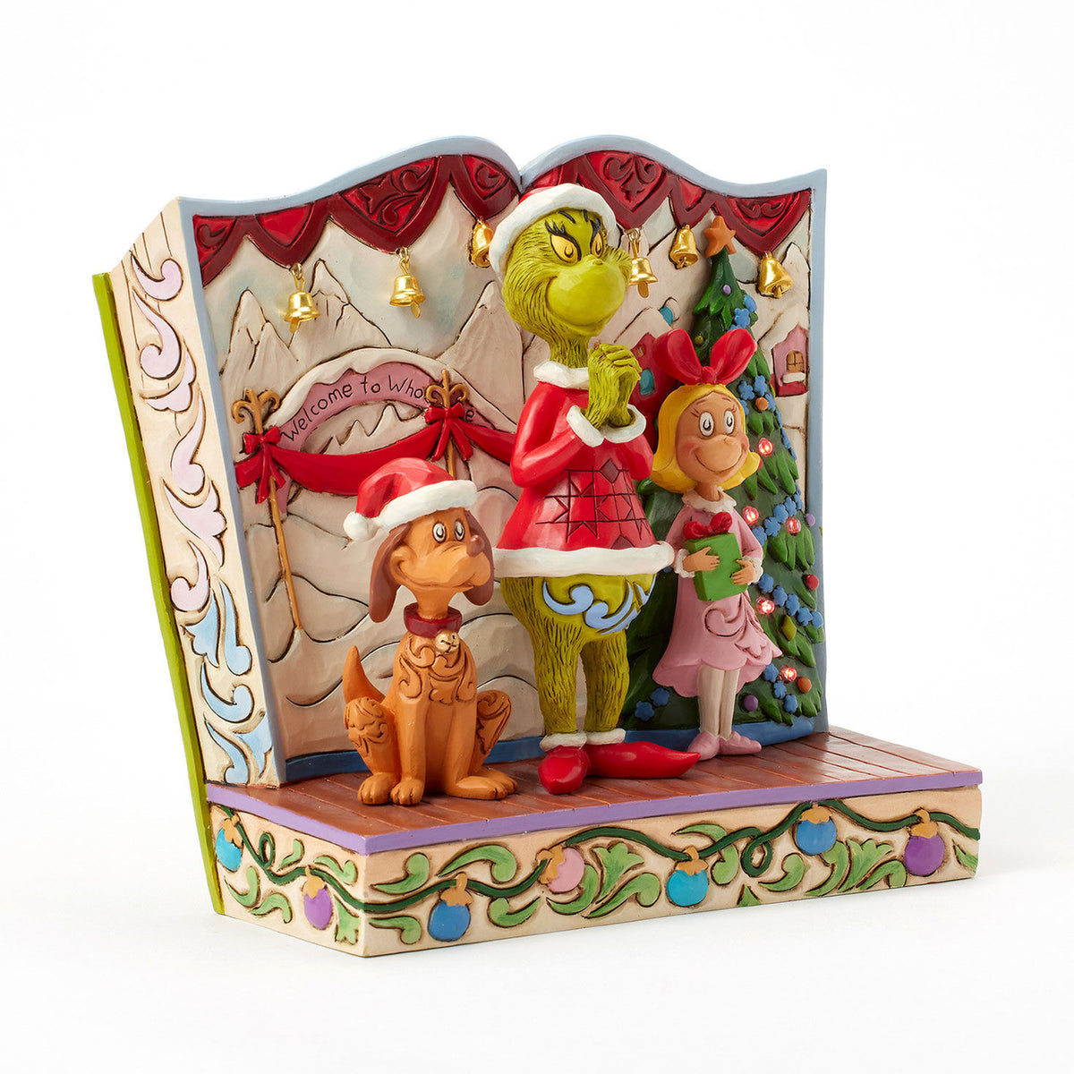 Jim Shore Grinch and Friends Light-Up Storybook Figurine, 6.2"