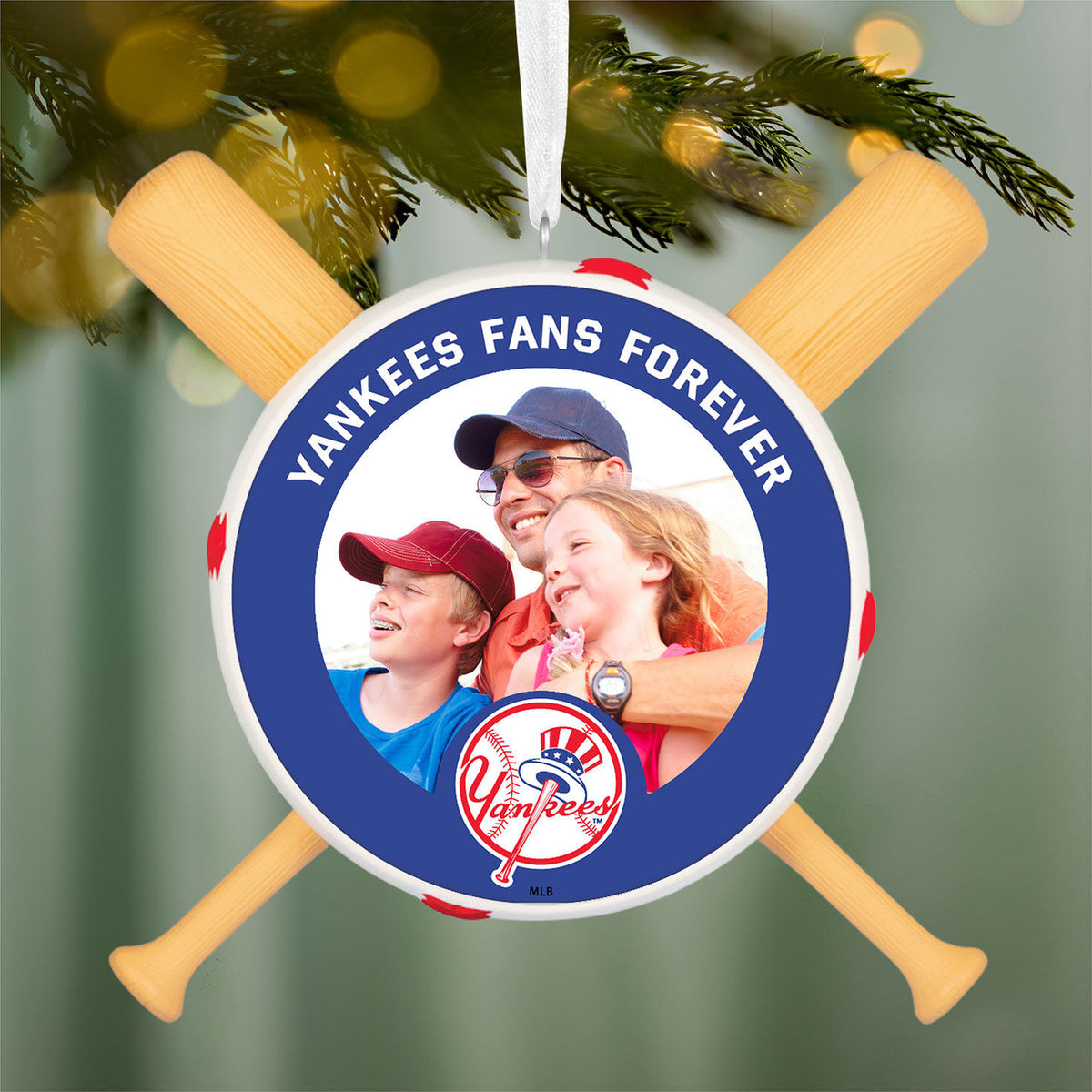 MLB New York Yankees™ Baseball Personalized Ornament, Custom Photo and Text