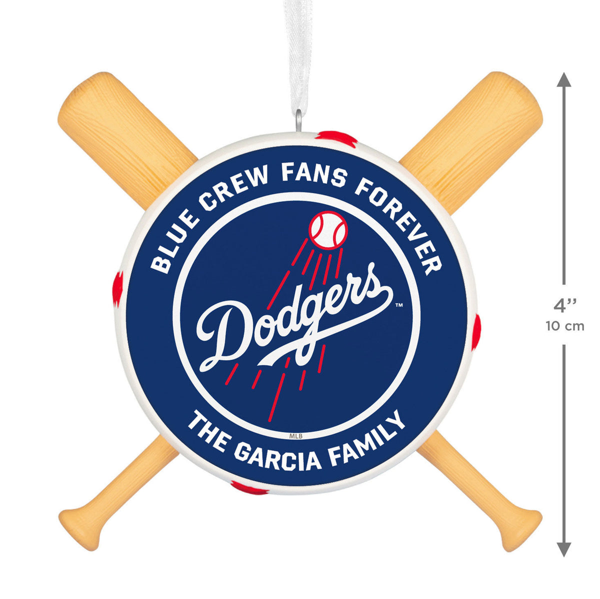 MLB Los Angeles Dodgers™ Baseball Personalized Ornament, Custom Text
