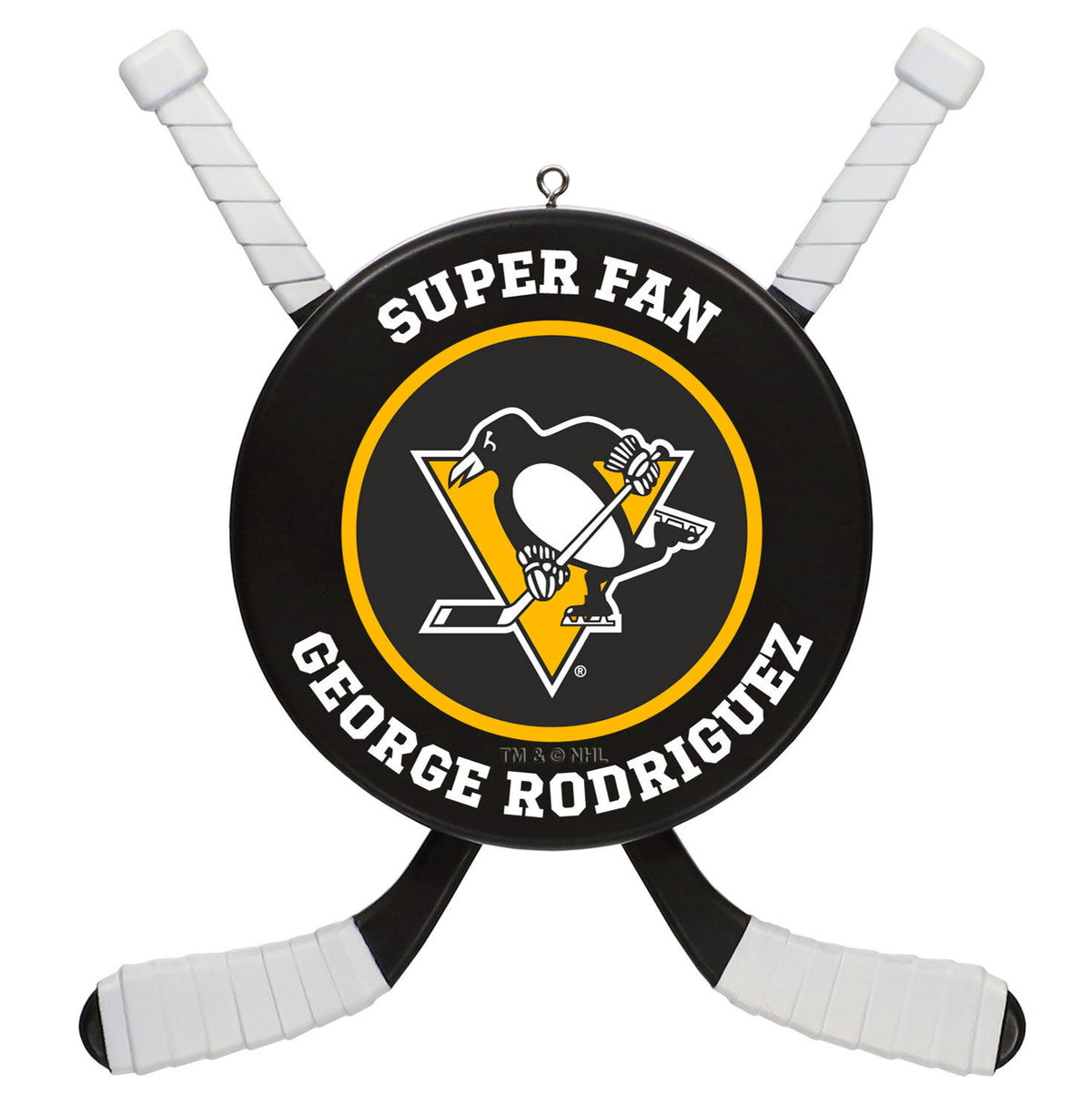 NHL Pittsburgh Penguins® Hockey Personalized Ornament, Custom Text