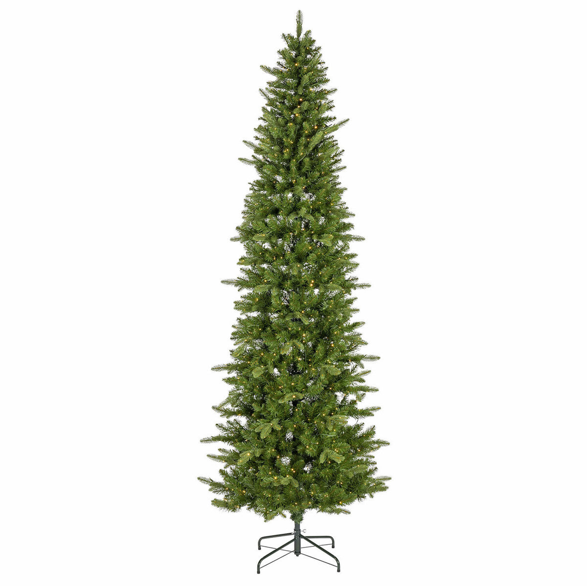 12 ft Pre-Lit Natural Cut Narrow Saginaw Spruce Christmas Tree with 1100 Color-Changing LED Lights