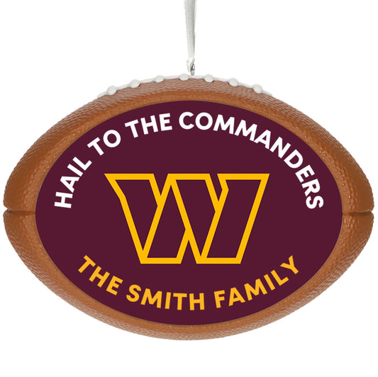 NFL Washington Commanders Football Personalized Ornament, Custom Text