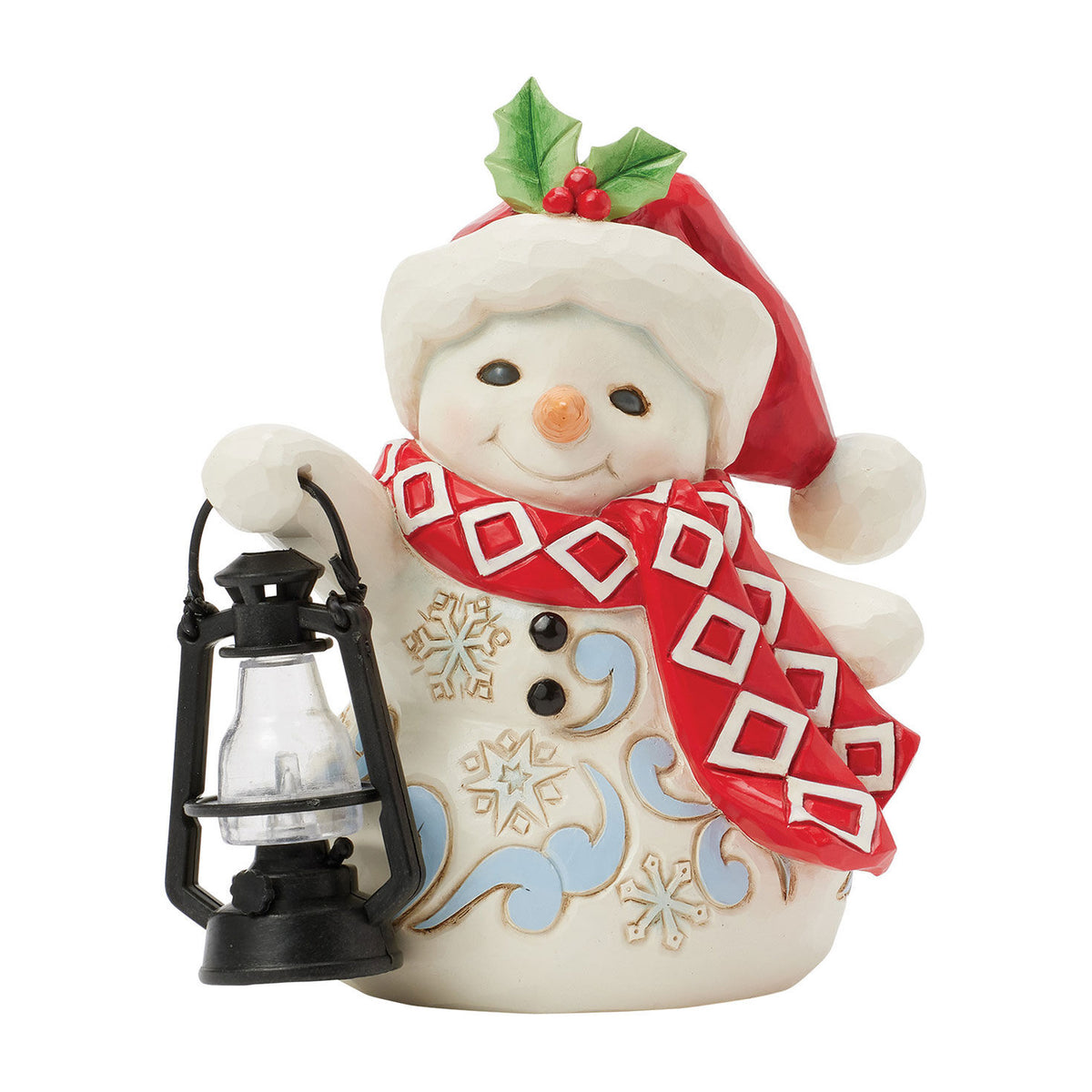 Jim Shore Heartwood Creek Snowman With Oversized Lantern Figurine, 4.8"