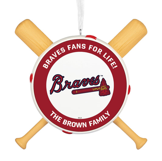 MLB Atlanta Braves™ Baseball Personalized Ornament, Custom Text