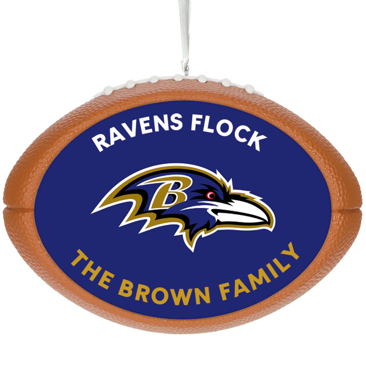 NFL Baltimore Ravens Football Personalized Ornament, Custom Text