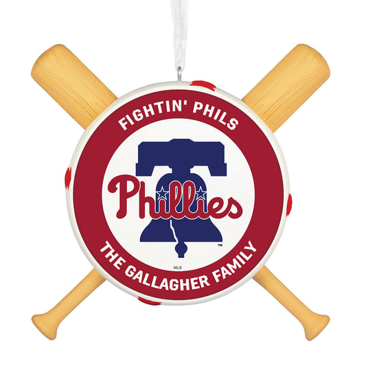 MLB Philadelphia Phillies™ Baseball Personalized Ornament, Custom Text