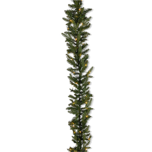 9 ft Pre-Lit Natural Cut Saginaw Spruce Garland with 100 Color-Changing LED Lights