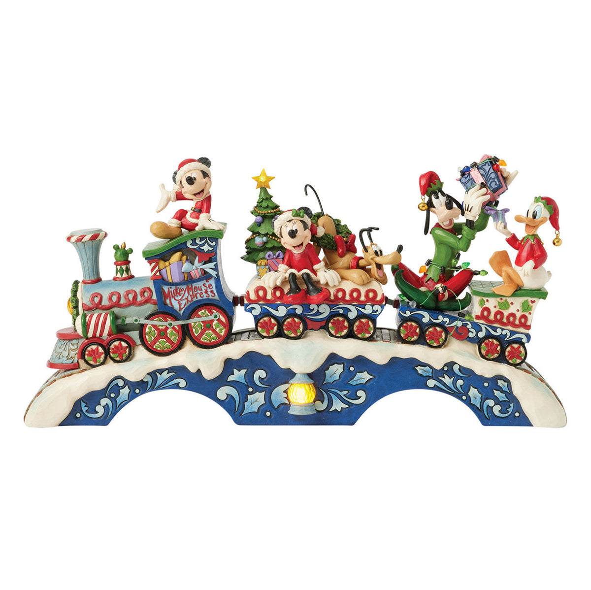 Jim Shore Mickey Mouse and Friends Light-Up Musical Train Figurine, 8.64"