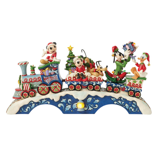 Jim Shore Mickey Mouse and Friends Light-Up Musical Train Figurine, 8.64"
