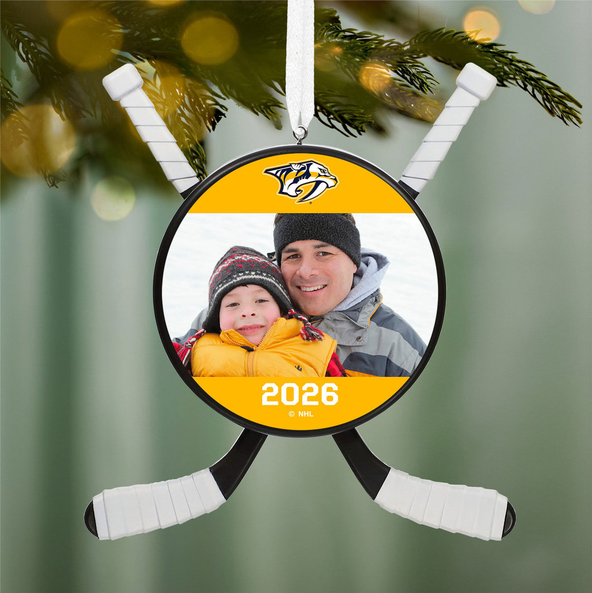 NHL Nashville Predators® Hockey Personalized Ornament, Custom Photo and Text