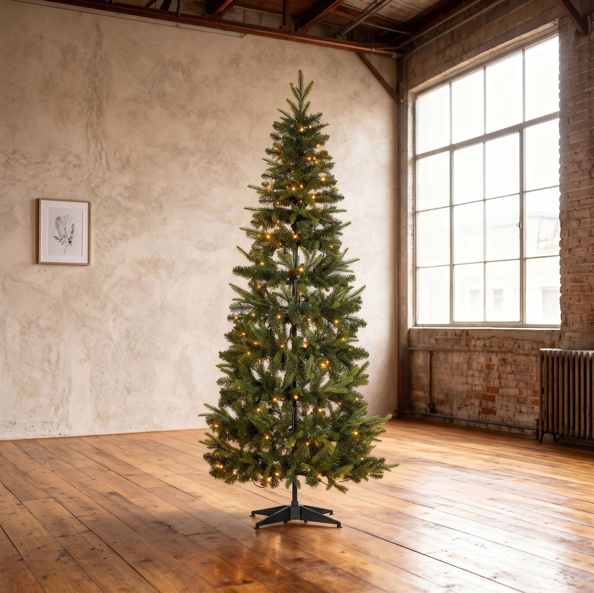 6 ft Pop-Up Pre-Lit Natural Cut Northeastern Fir Christmas Tree with 200 Warm White LED Lights