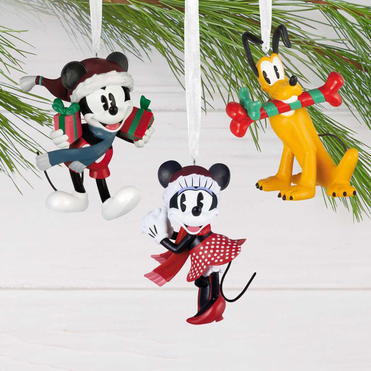 Disney Mickey and Friends Mickey, Minnie and Pluto Hallmark Ornaments, Set of 3