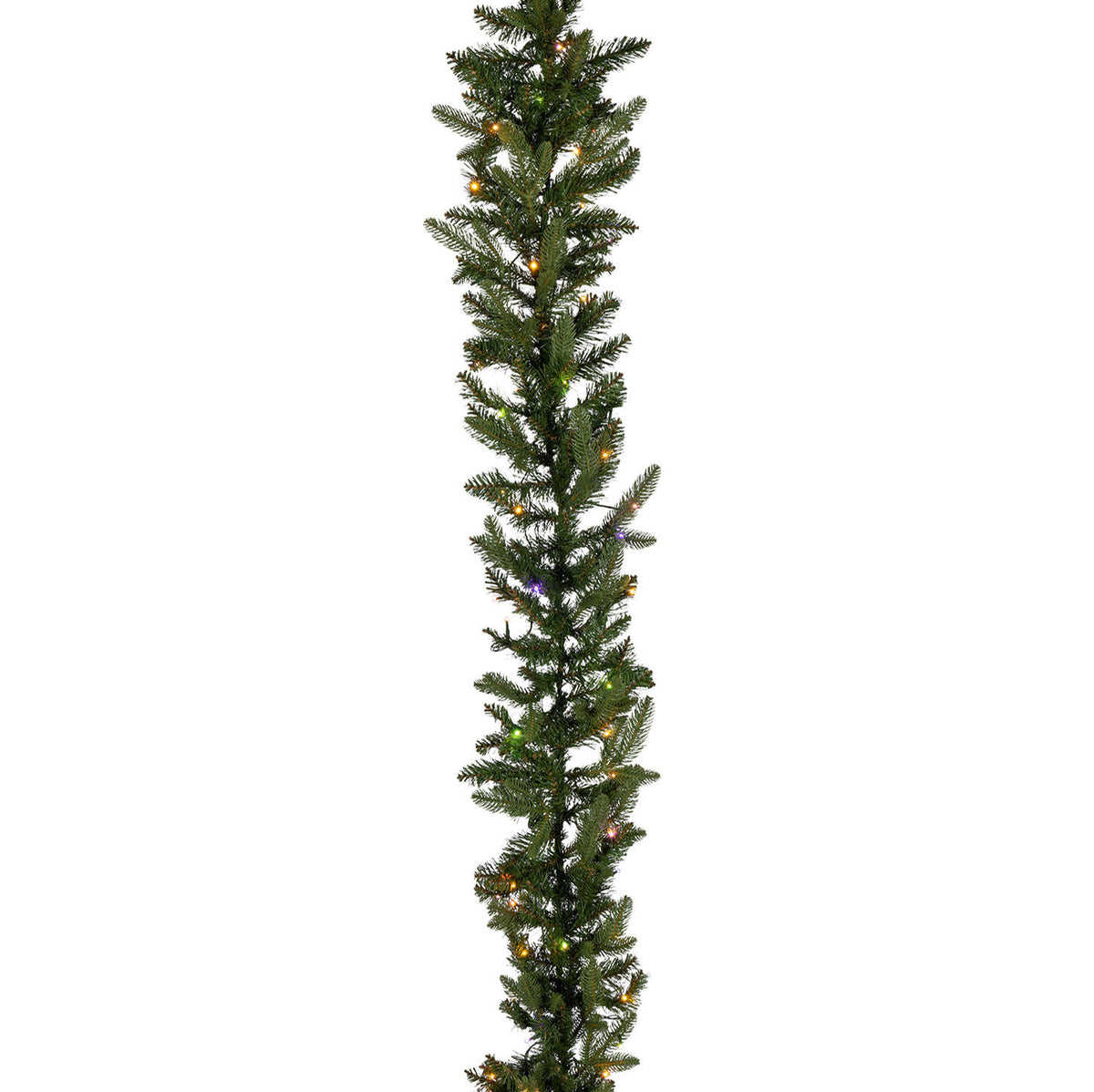 9 ft Pre-Lit Natural Cut Saginaw Spruce Garland with 100 Color-Changing LED Lights