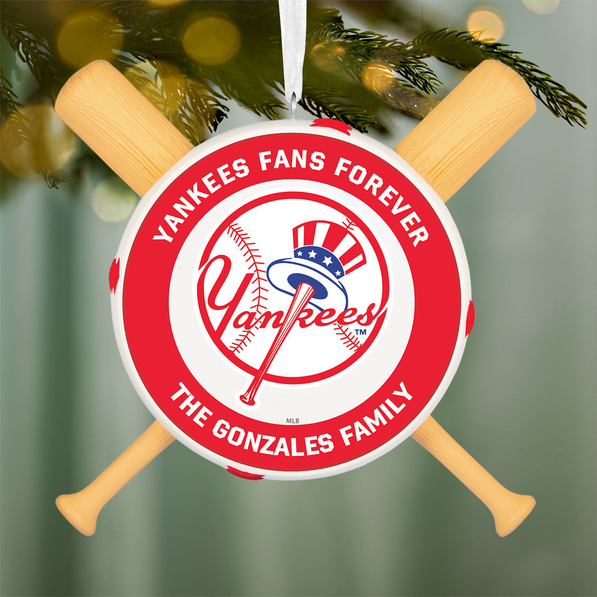 MLB New York Yankees™ Baseball Personalized Ornament, Custom Text