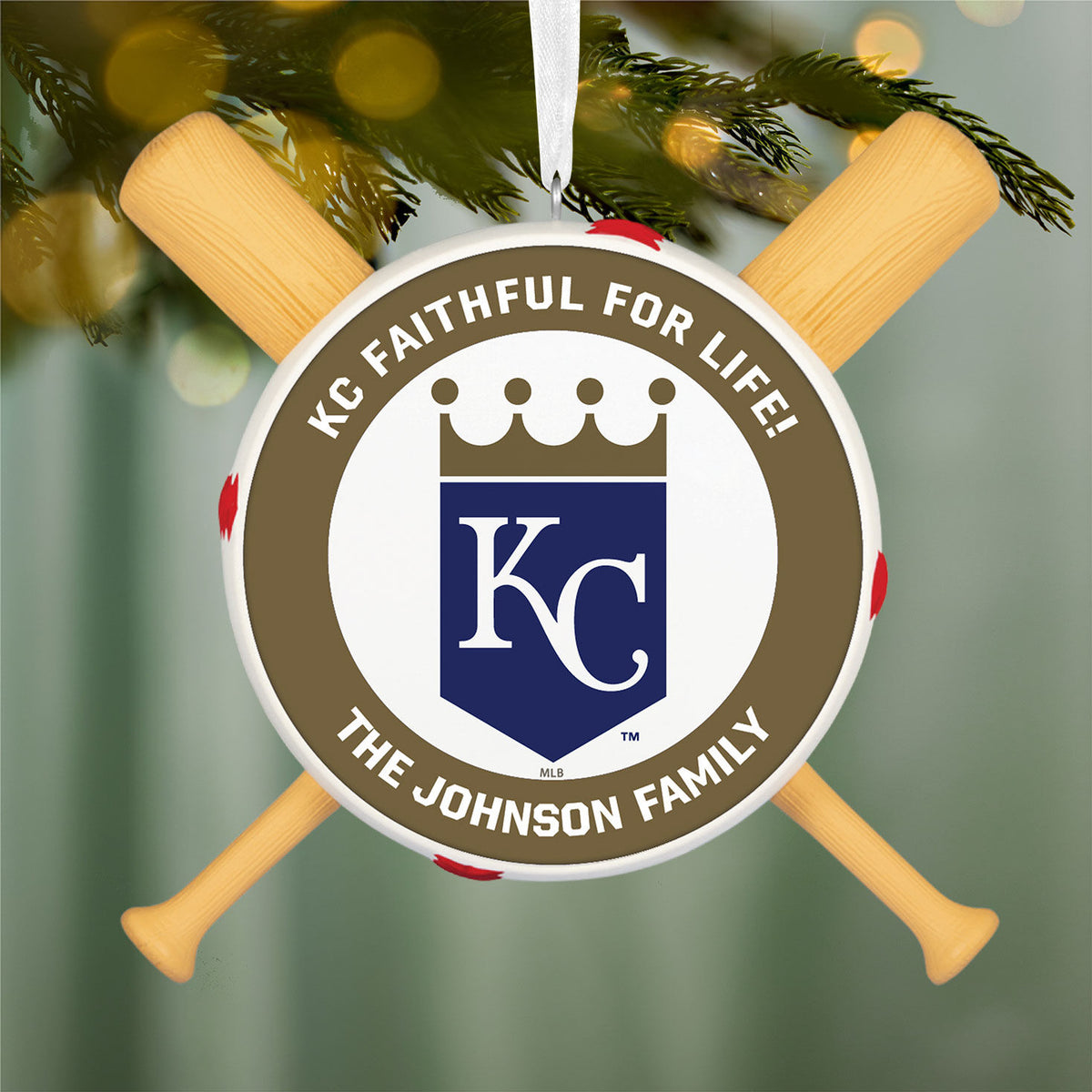 MLB Kansas City Royals™ Baseball Personalized Ornament, Custom Text