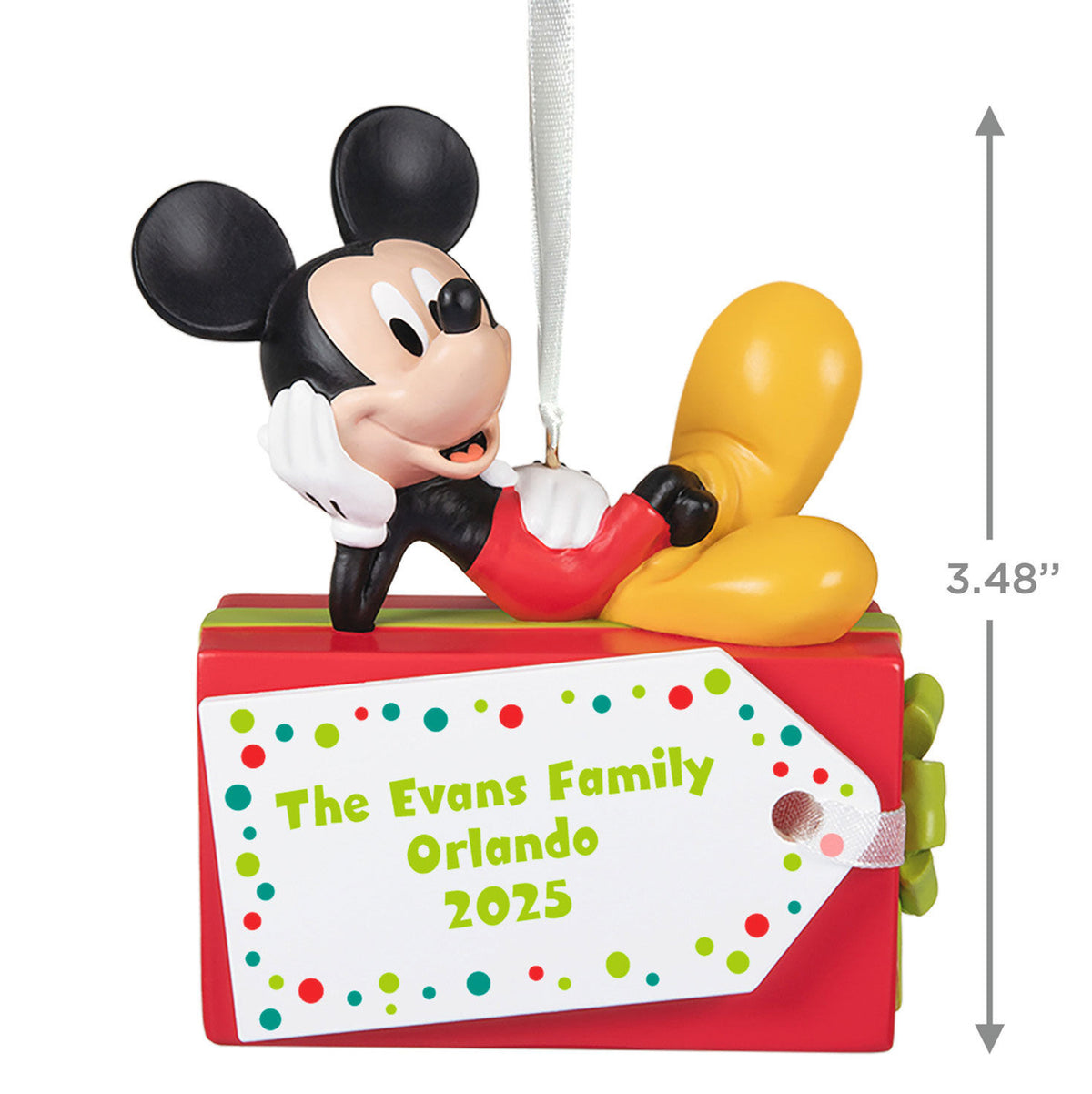 Disney Mickey Mouse Christmas Present Personalized Ornament, Custom Text