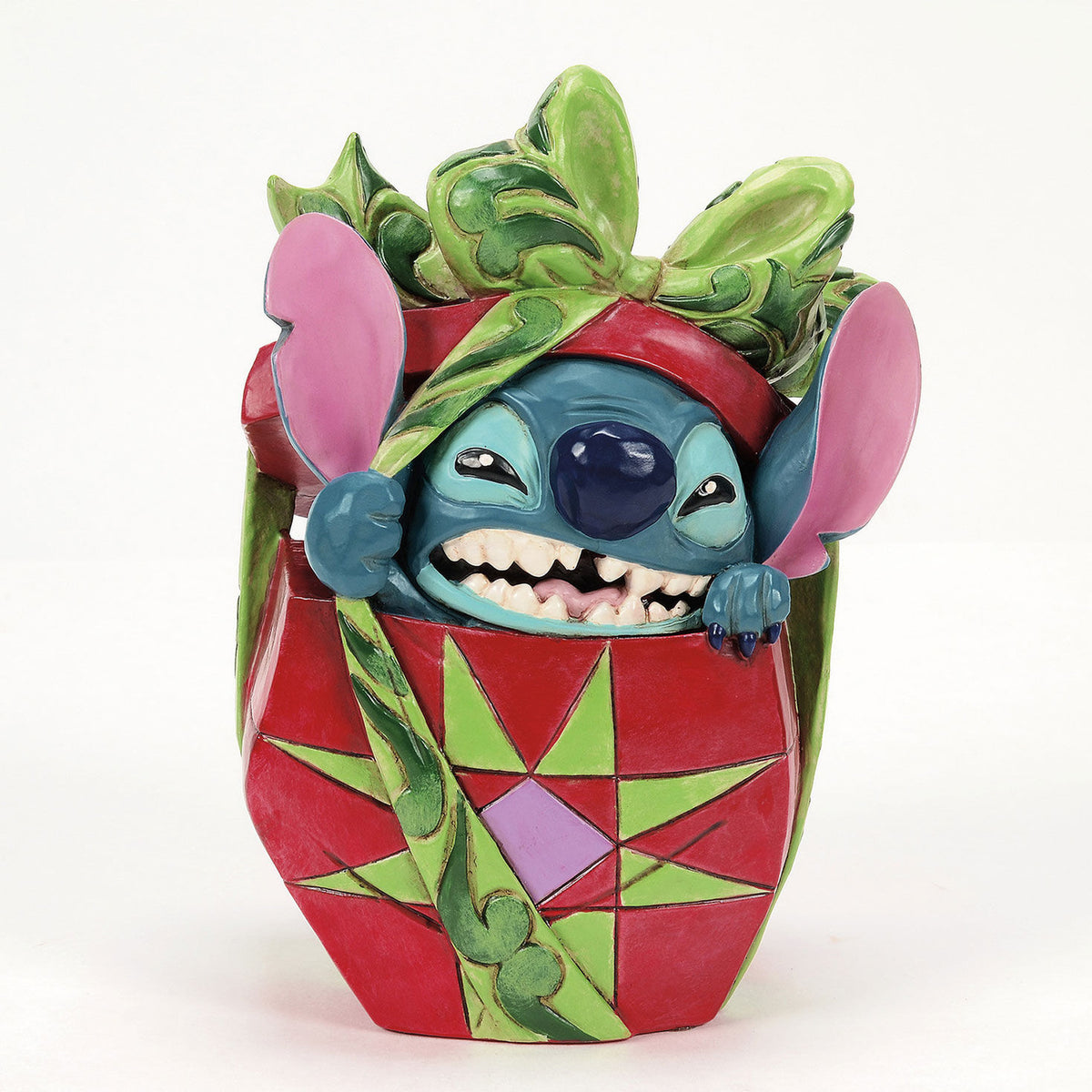 Jim Shore Disney Stitch Breaking Out of Present Figurine, 5"