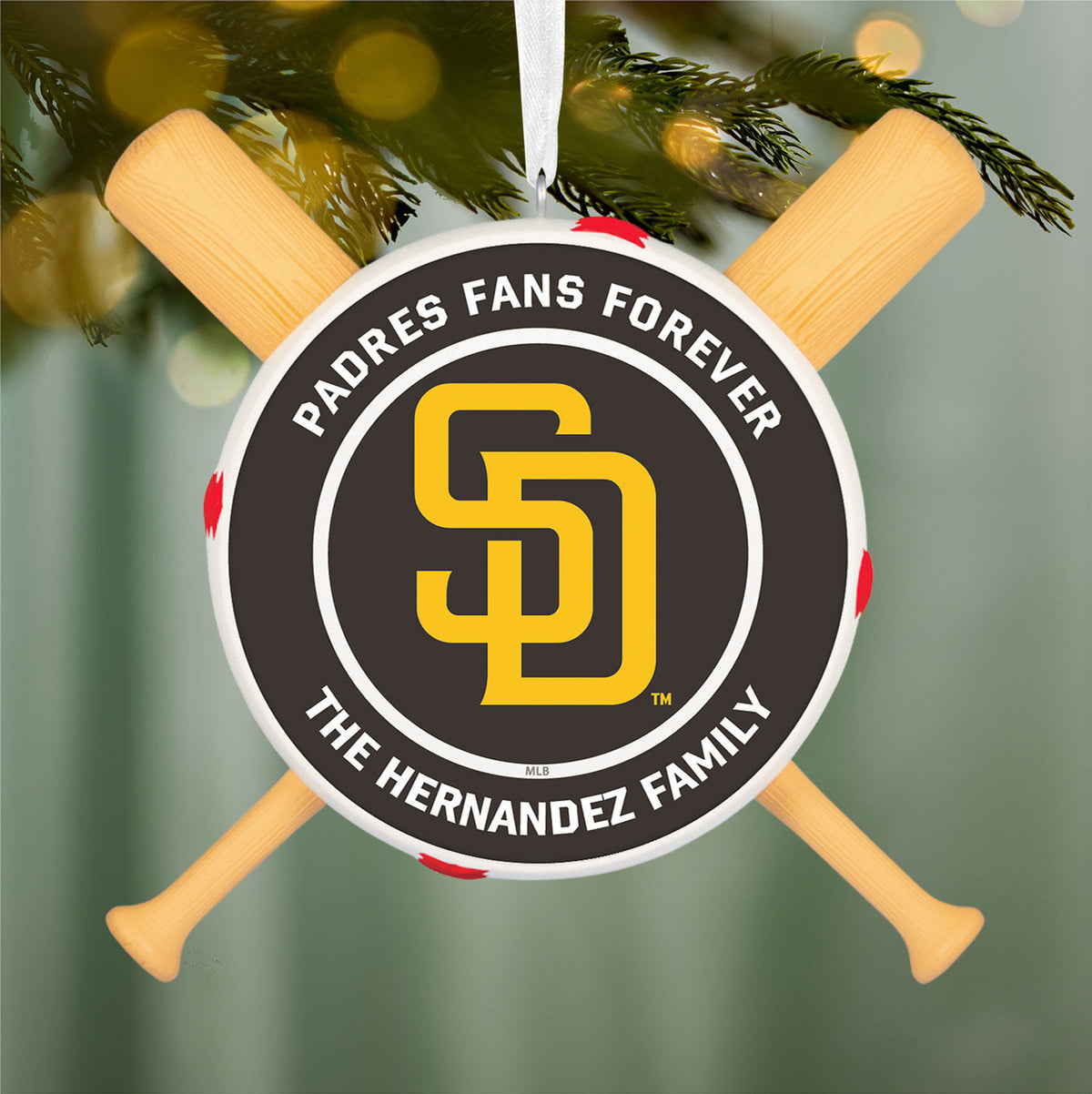 MLB San Diego Padres™ Baseball Personalized Ornament, Custom Text
