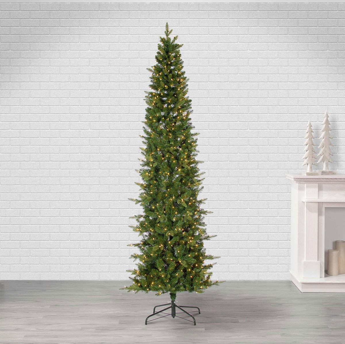 9 ft Pre-Lit Natural Cut Narrow Saginaw Spruce Christmas Tree with 750 Color-Changing LED Lights