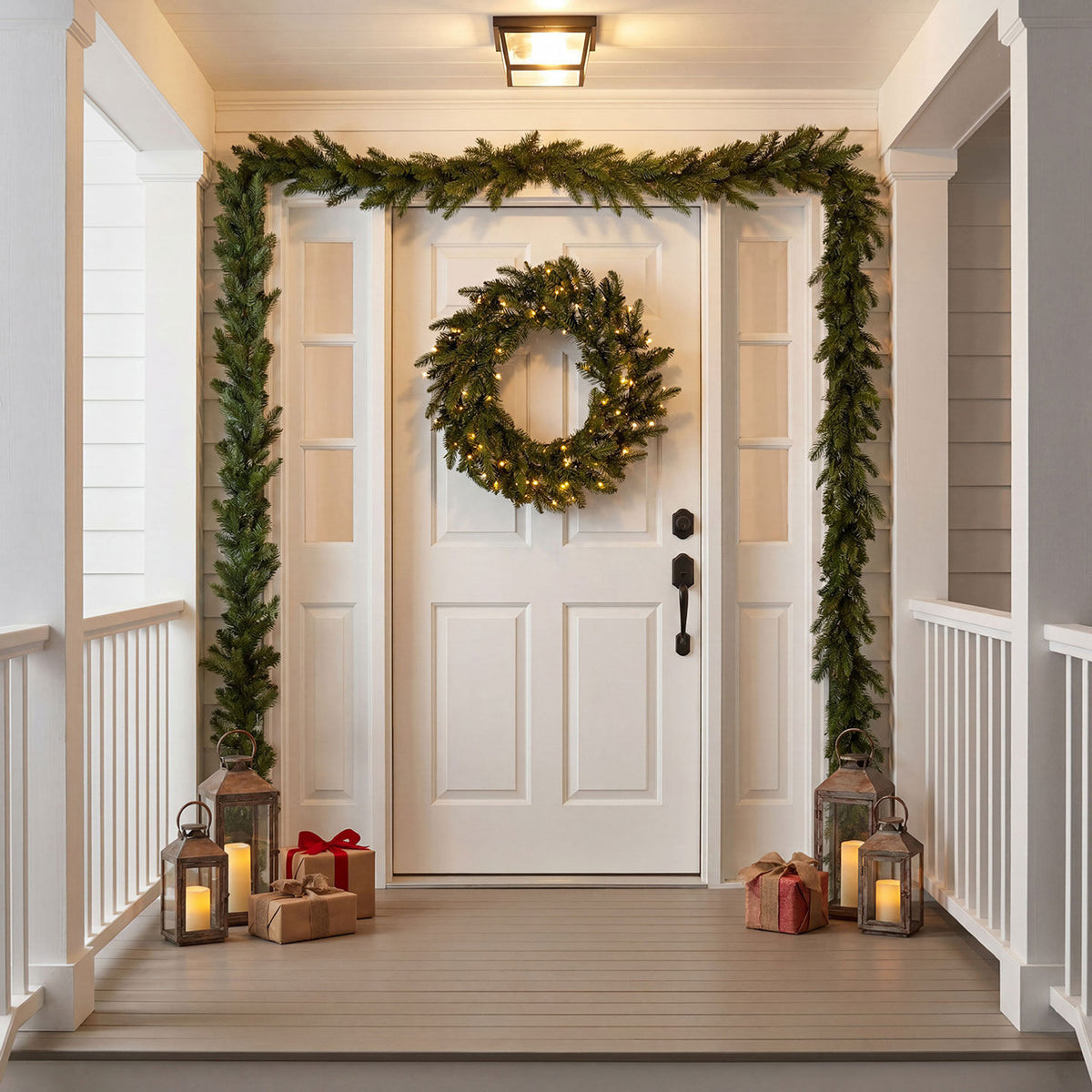 30 in Pre-Lit Natural Cut Saginaw Spruce Wreath with 100 Color-Changing LED Lights