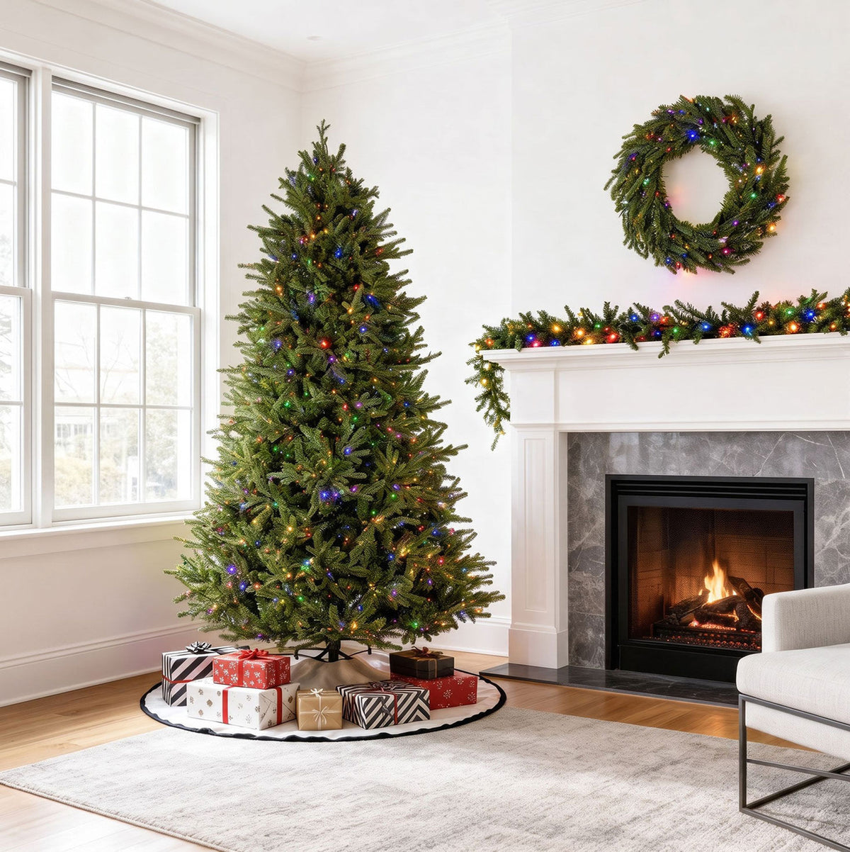 Natural Cut "Hallmark" Fir Wreath 30" 200 LED Lights