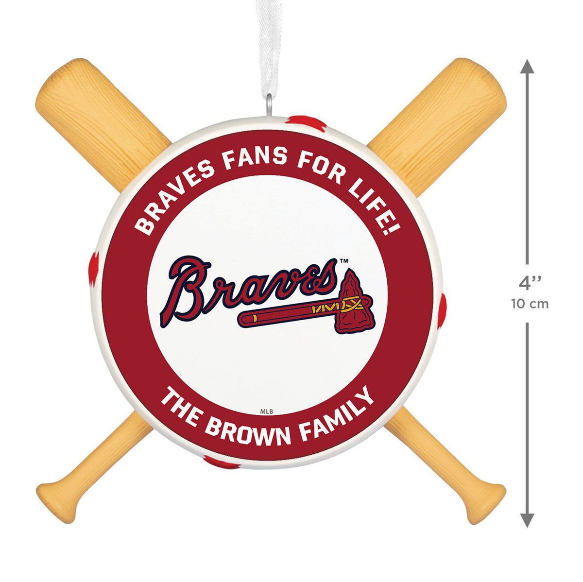 MLB Atlanta Braves™ Baseball Personalized Ornament, Custom Text