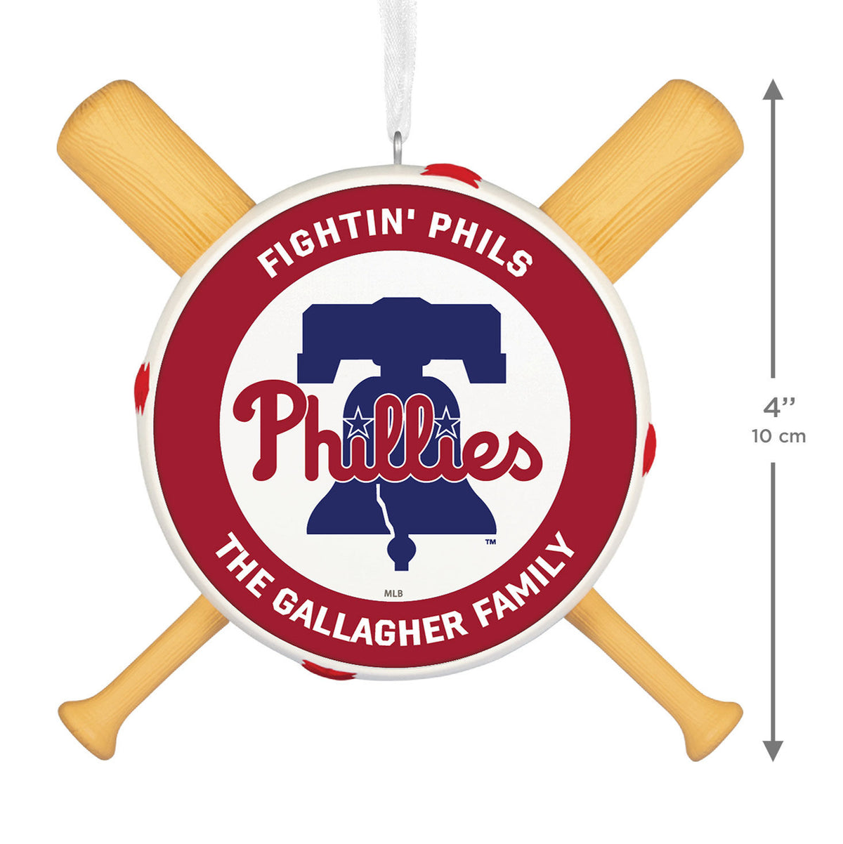MLB Philadelphia Phillies™ Baseball Personalized Ornament, Custom Text