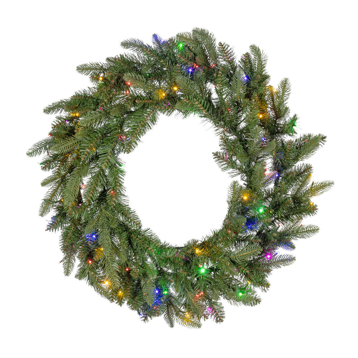 30 in Pre-Lit Natural Cut Saginaw Spruce Wreath with 100 Color-Changing LED Lights