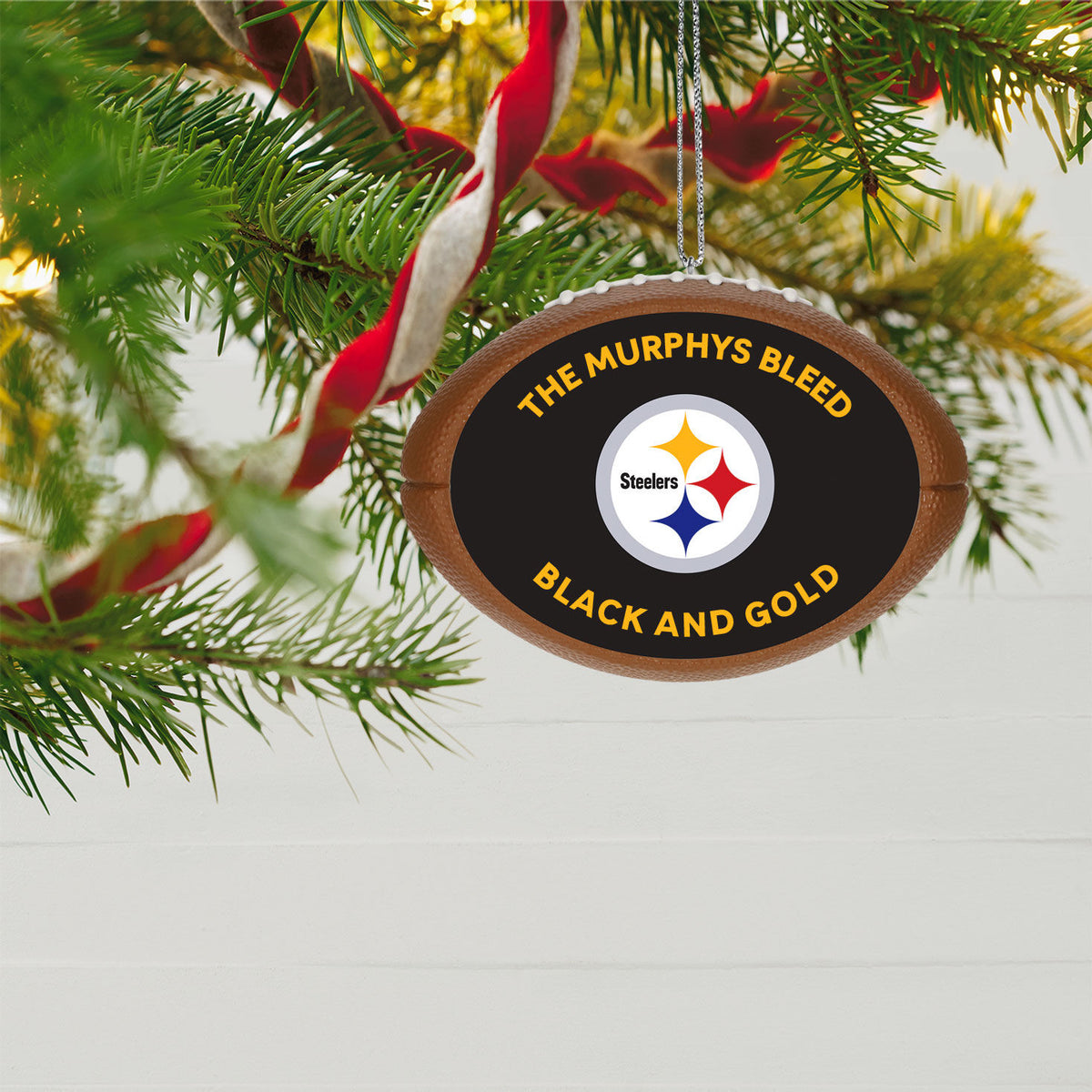 NFL Pittsburgh Steelers Football Personalized Ornament, Custom Text