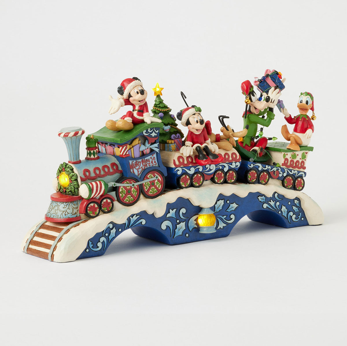 Jim Shore Mickey Mouse and Friends Light-Up Musical Train Figurine, 8.64"