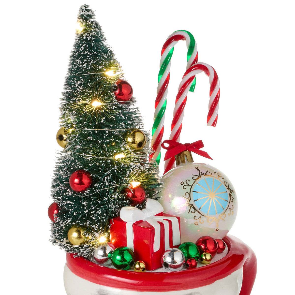 Smiling Santa With Tree Light-Up Figurine, 11.25" H