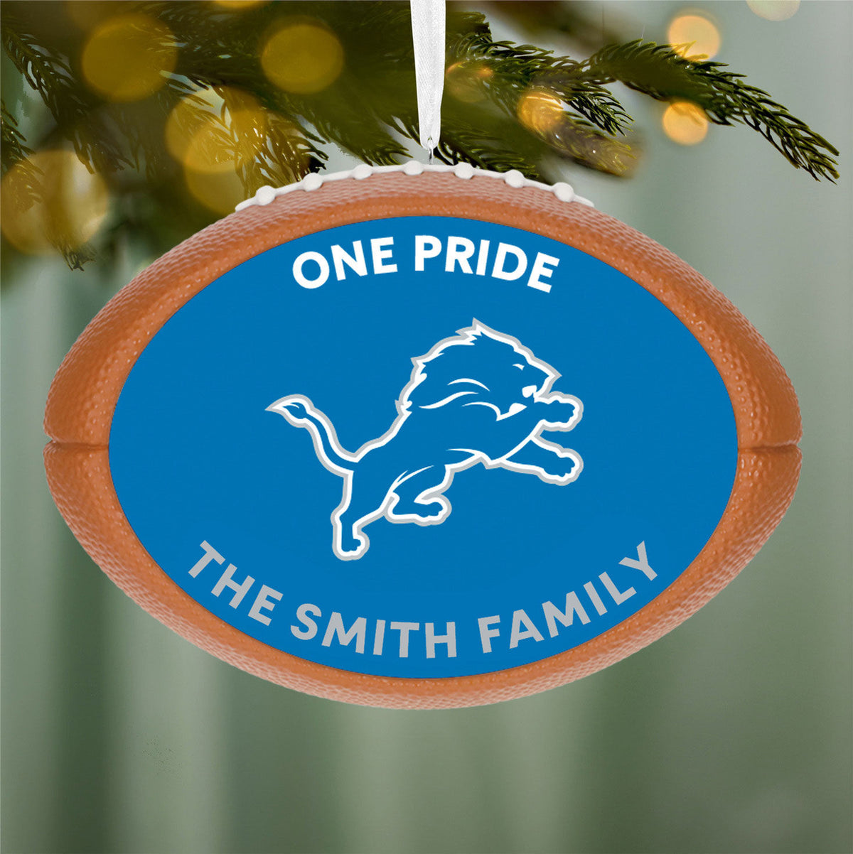 NFL Detroit Lions Football Personalized Ornament, Custom Text