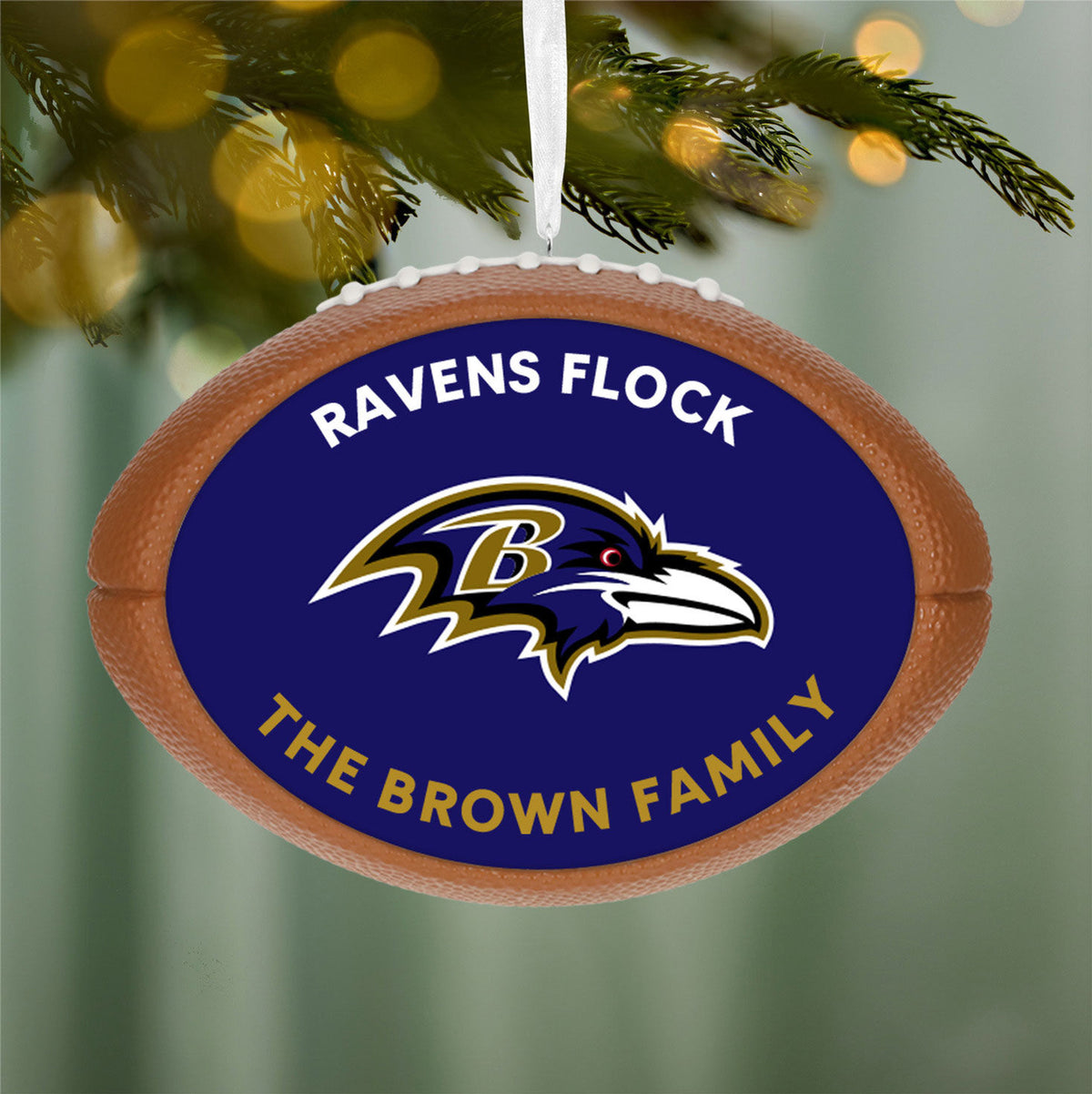 NFL Baltimore Ravens Football Personalized Ornament, Custom Text